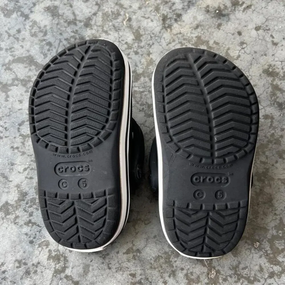 Crocs Toddler Crocband Clog Black White C5 Kids Summer Water Shoes Slip On Comfy